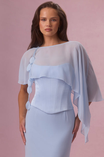 Chiffon Cape in Sky Blue