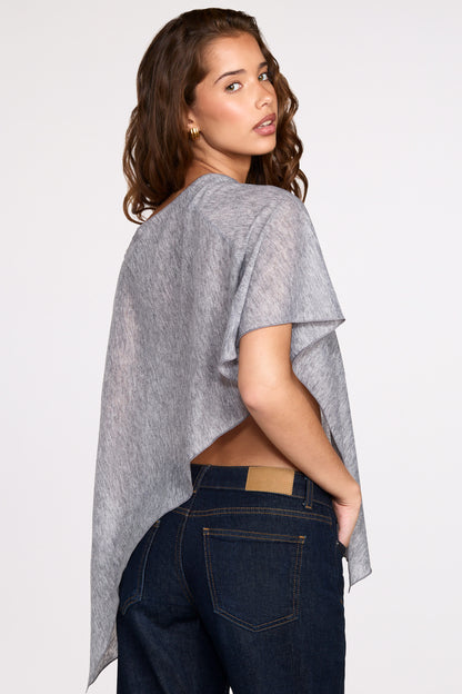 Sheer Jersey Poncho in Grey