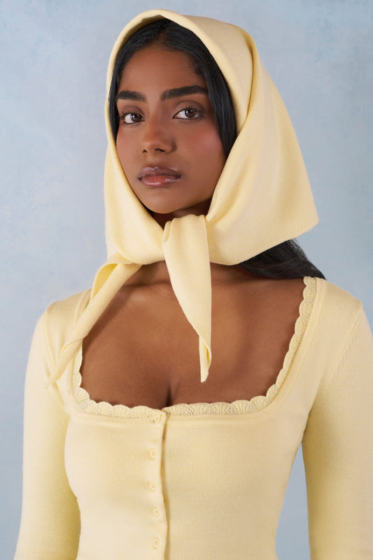 Knit Headscarf in Butter Yellow