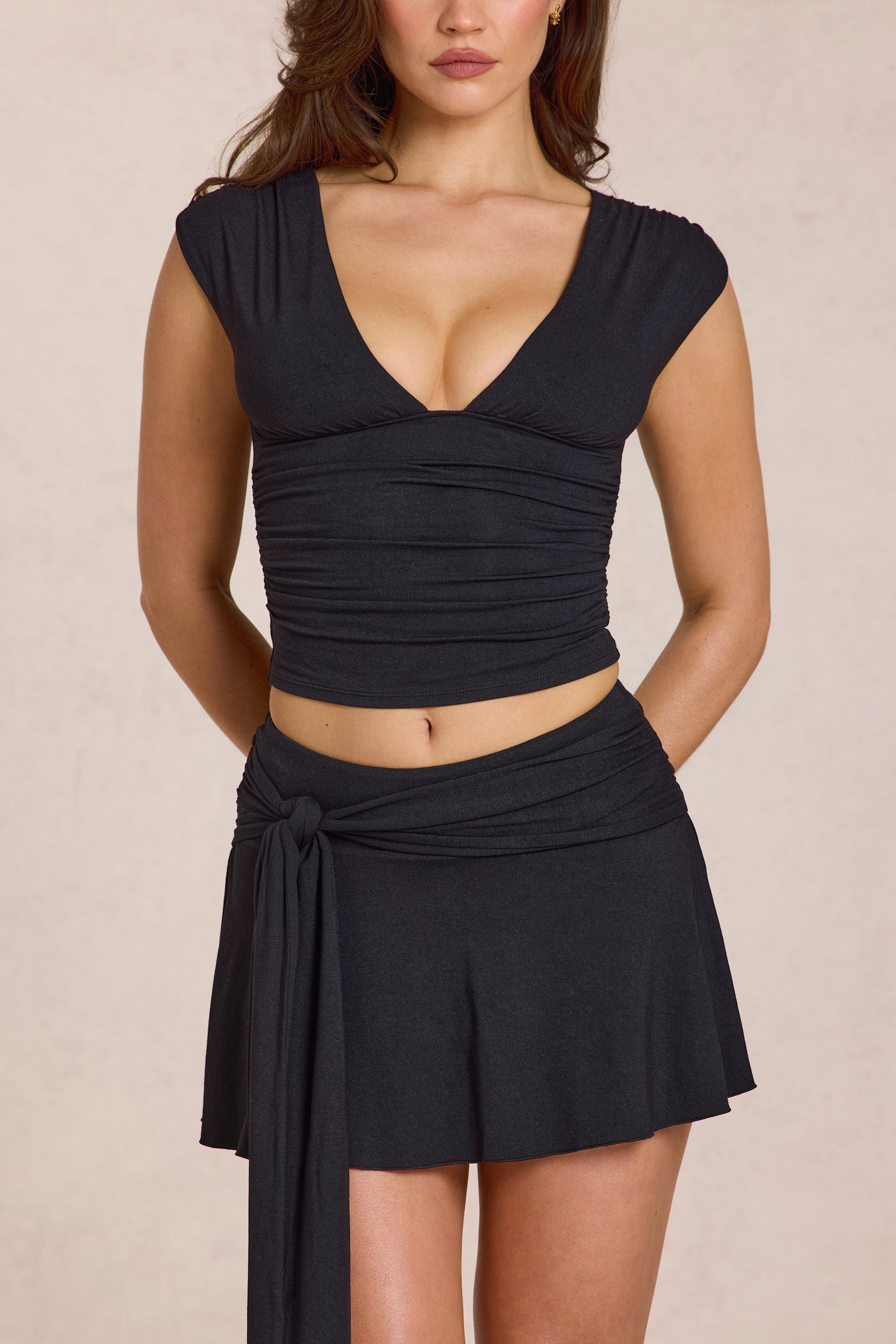 Modal Plunge Top in Black