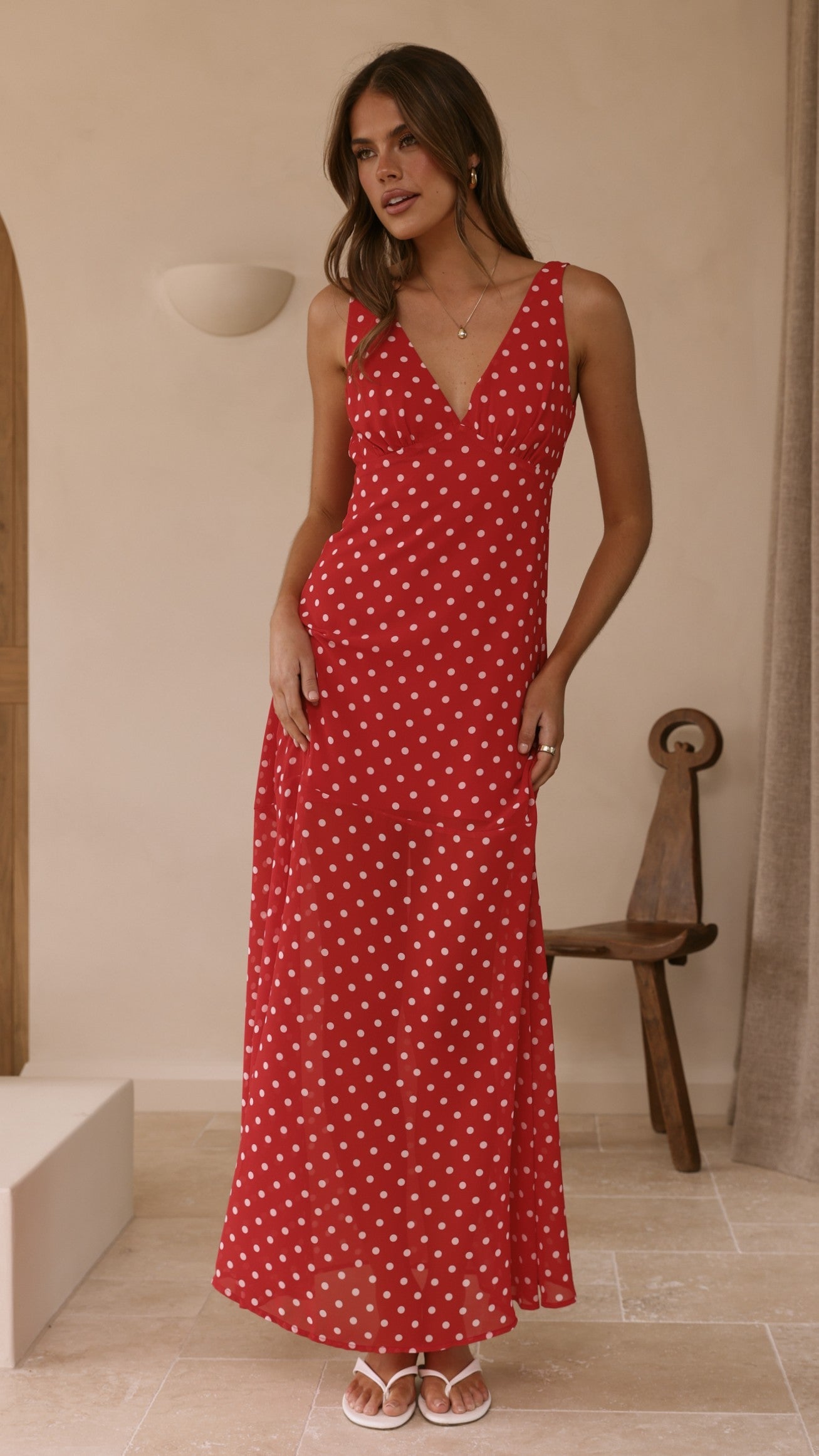 Oriella Maxi Dress - Red Polka