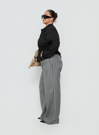 Cedars Low Rise Pant Grey Stripe Curve