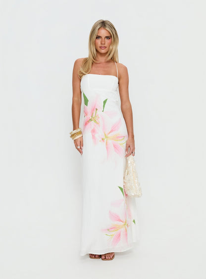 Anny Beaded Maxi Dress White Floral