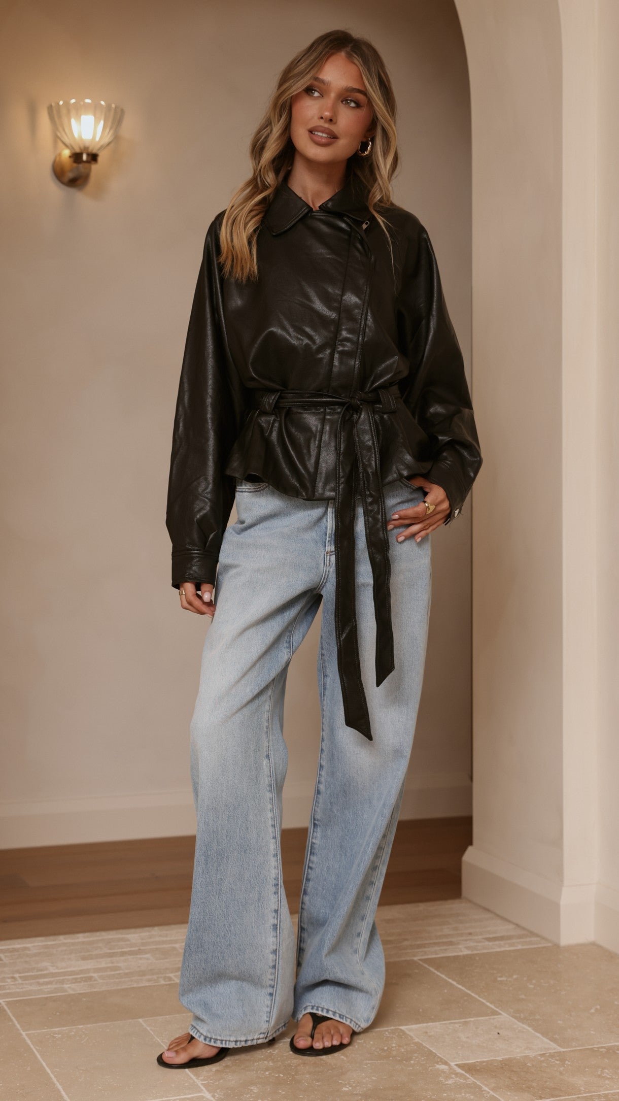 Marzia Tie Waist Jacket - Black