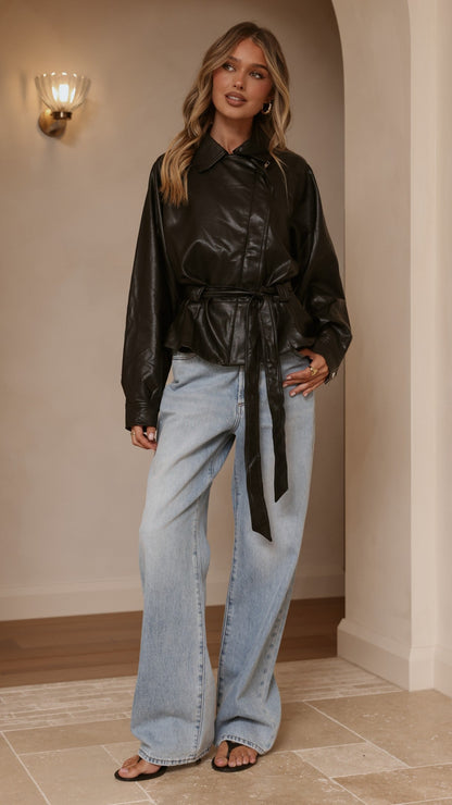 Marzia Tie Waist Jacket - Black