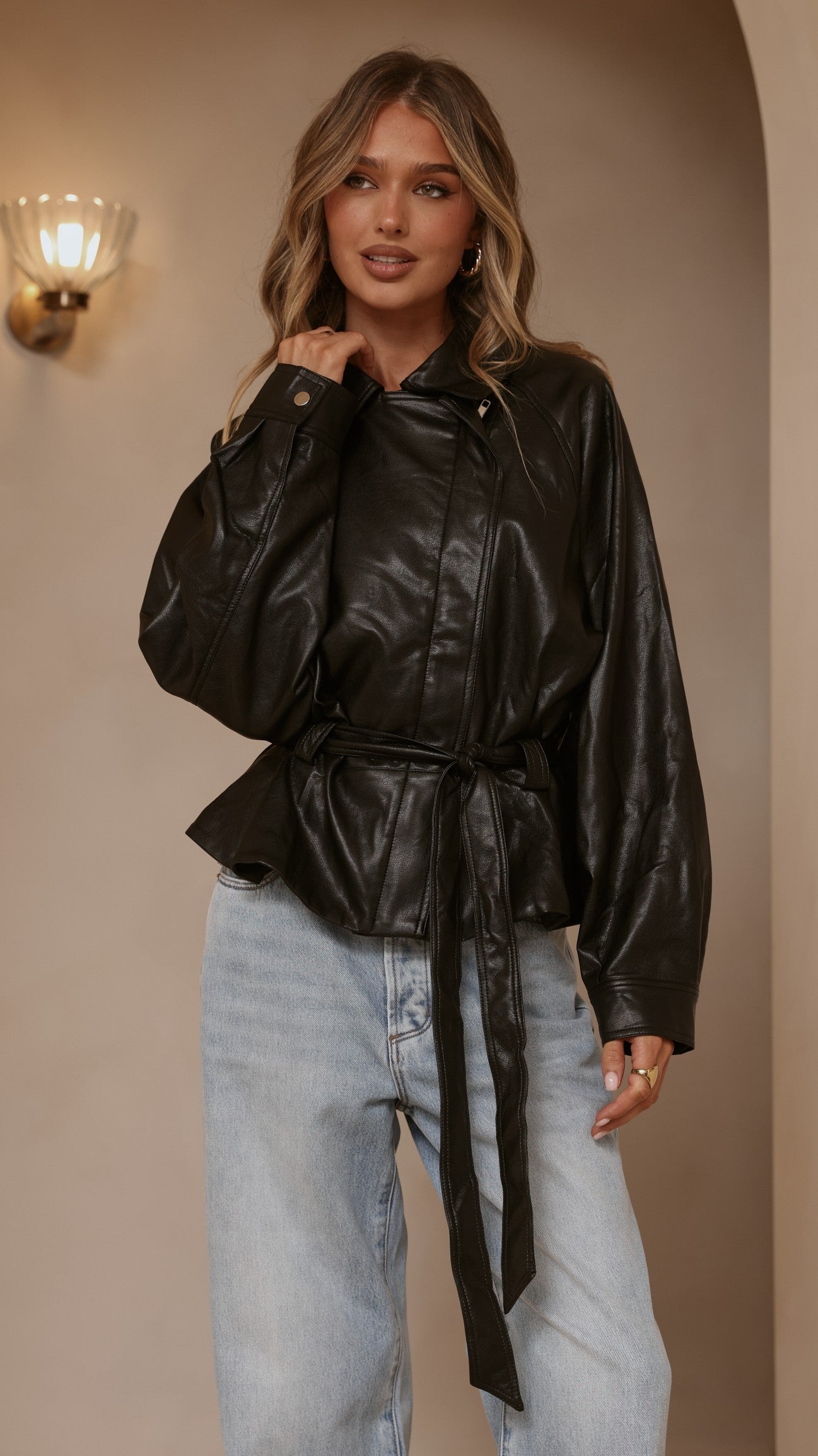 Marzia Tie Waist Jacket - Black