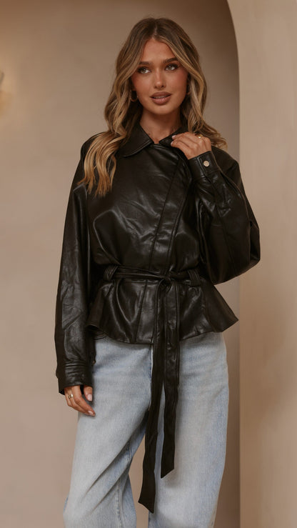 Marzia Tie Waist Jacket - Black