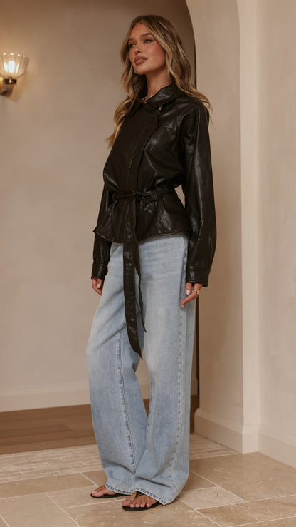 Marzia Tie Waist Jacket - Black