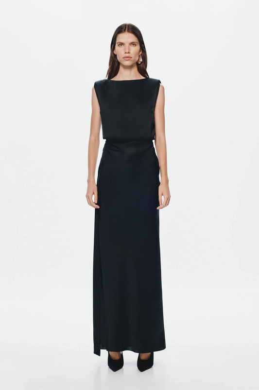 Misha Rocky Satin Dress - Black