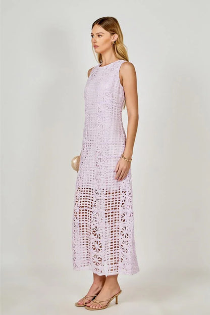 Arie Summer Crocheted Midi Dress - Lilac