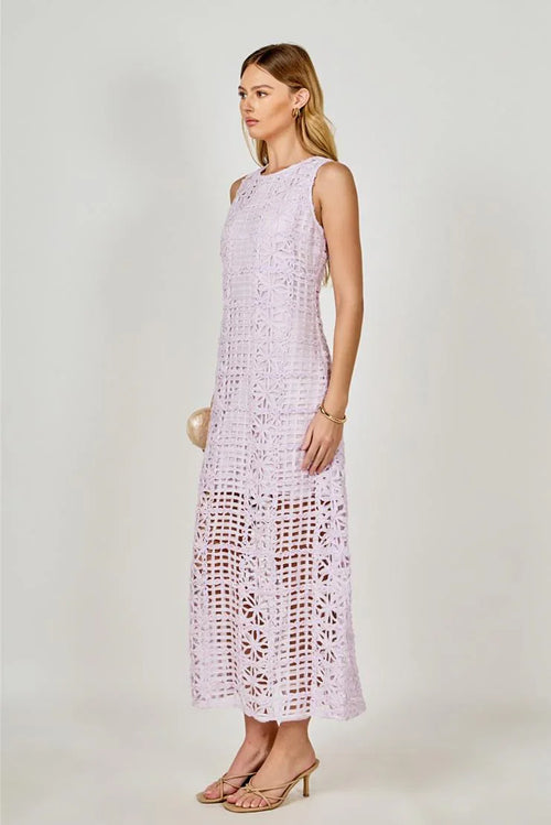 Arie Summer Crocheted Midi Dress - Lilac
