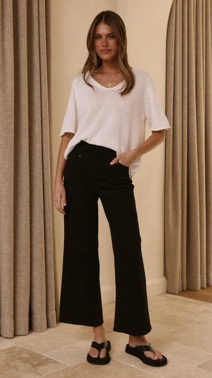 Spring Scoop Neck Tee - White