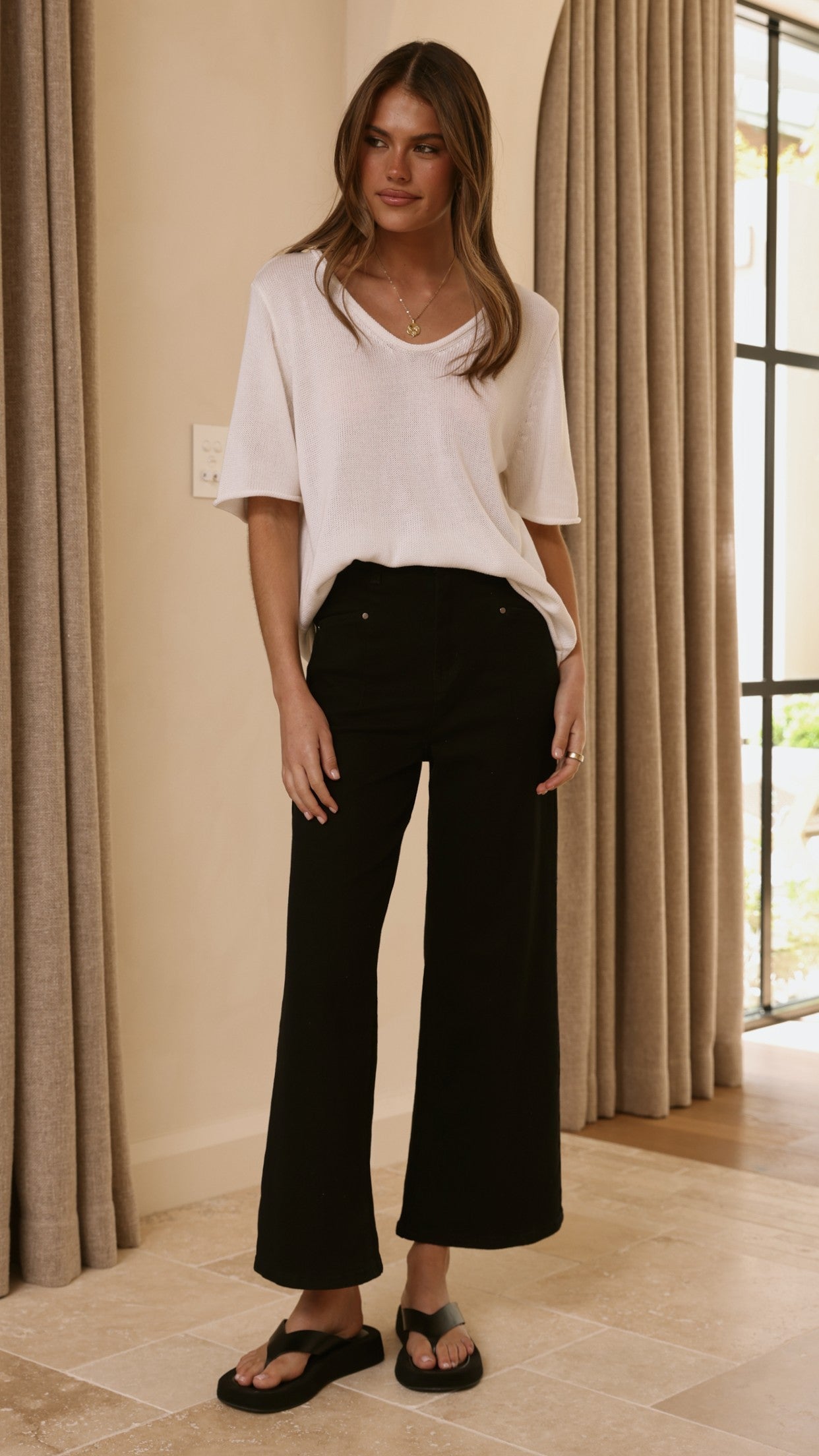 Spring Scoop Neck Tee - White