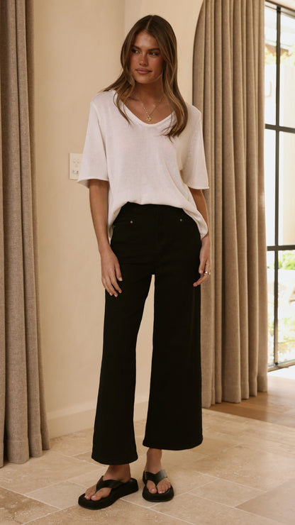 Spring Scoop Neck Tee - White
