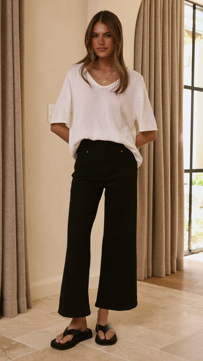 Spring Scoop Neck Tee - White