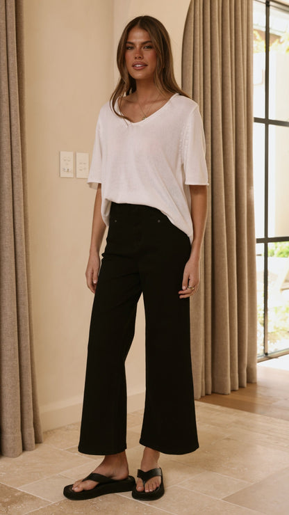 Spring Scoop Neck Tee - White