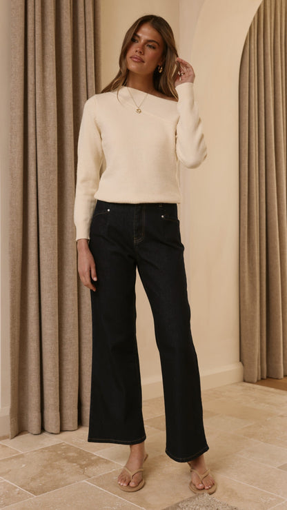 Briella Boat Neck Sweater - Butter