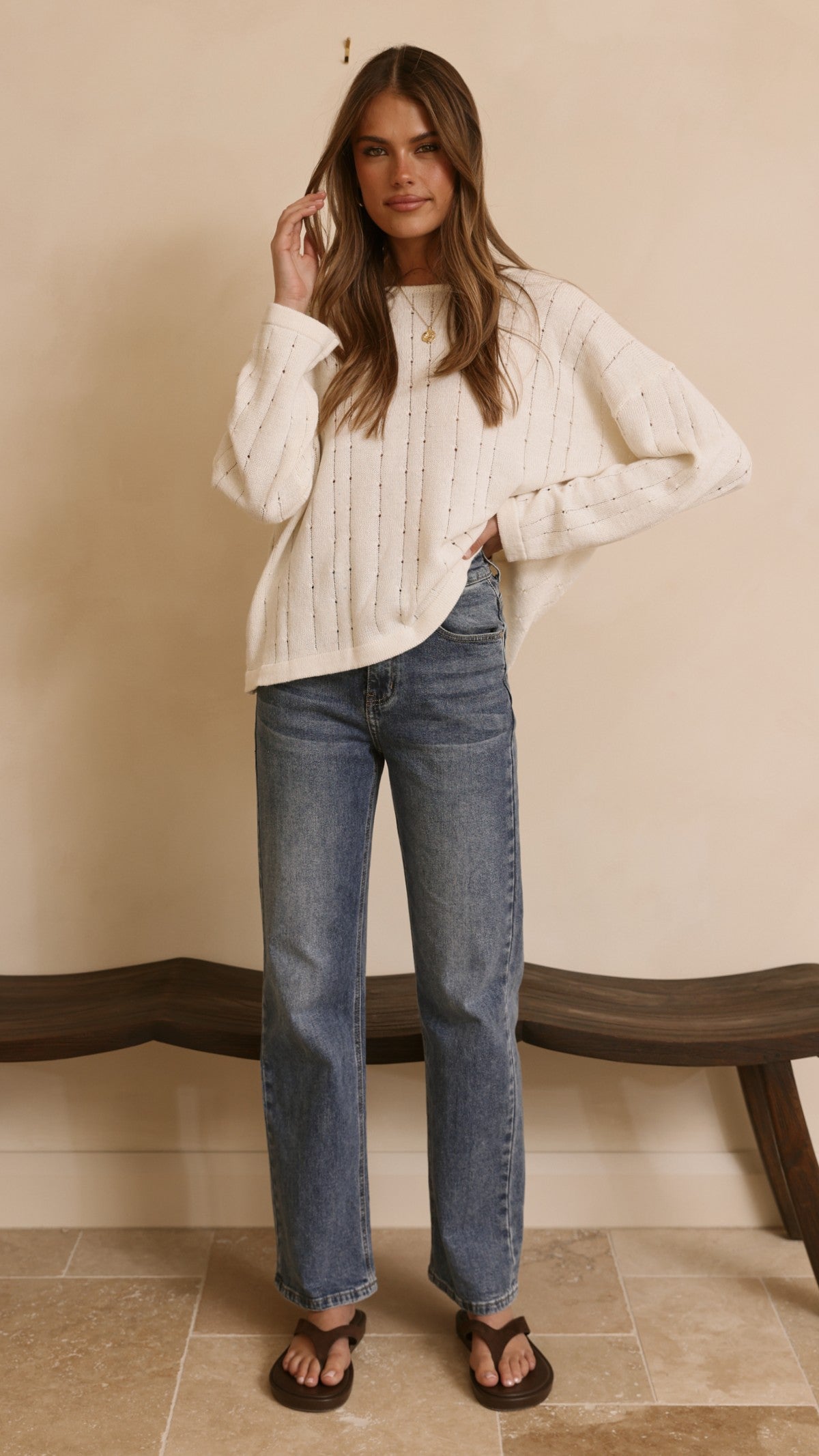 Mia Long Sleeve Top - Cream