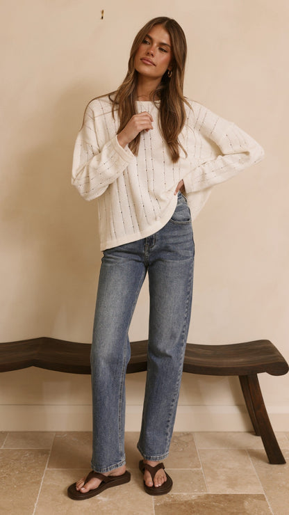 Zana Straight Leg Jeans - Mid Blue