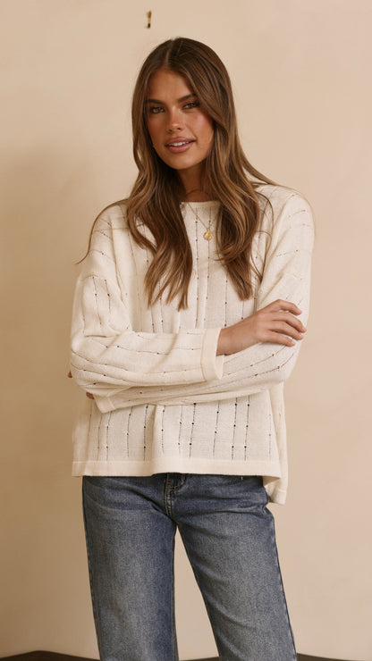 Mia Long Sleeve Top - Cream