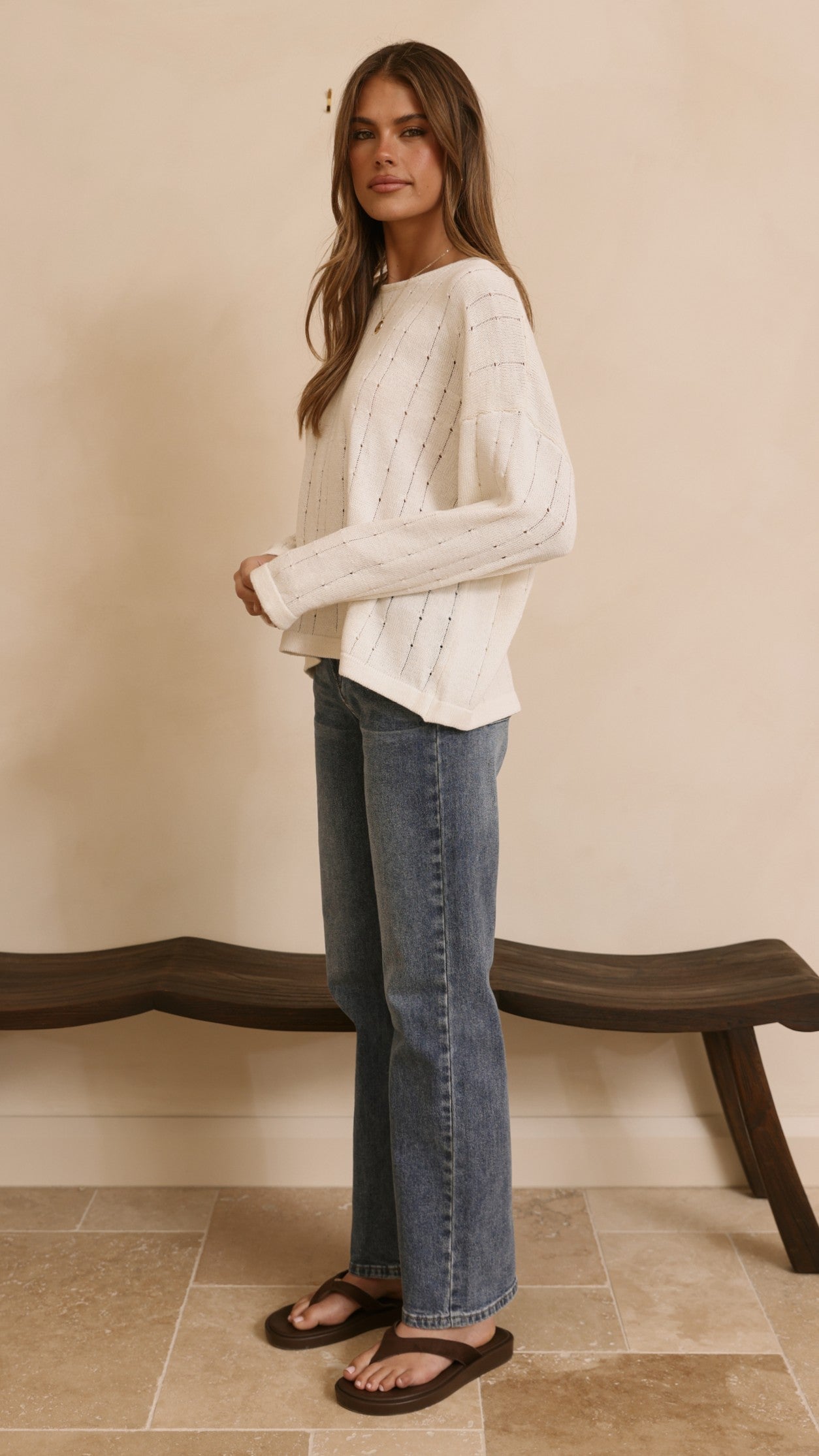 Mia Long Sleeve Top - Cream