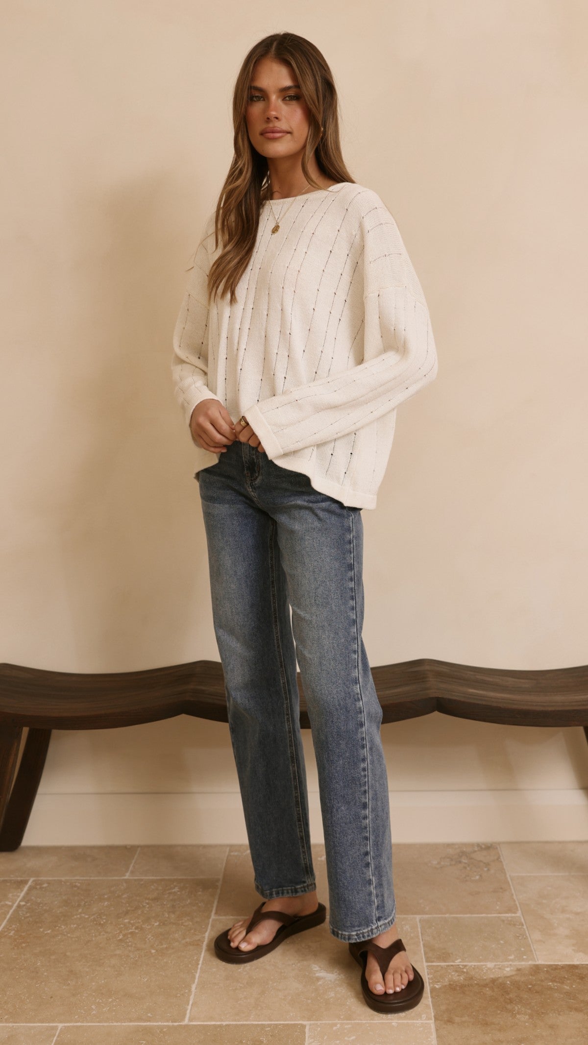 Mia Long Sleeve Top - Cream