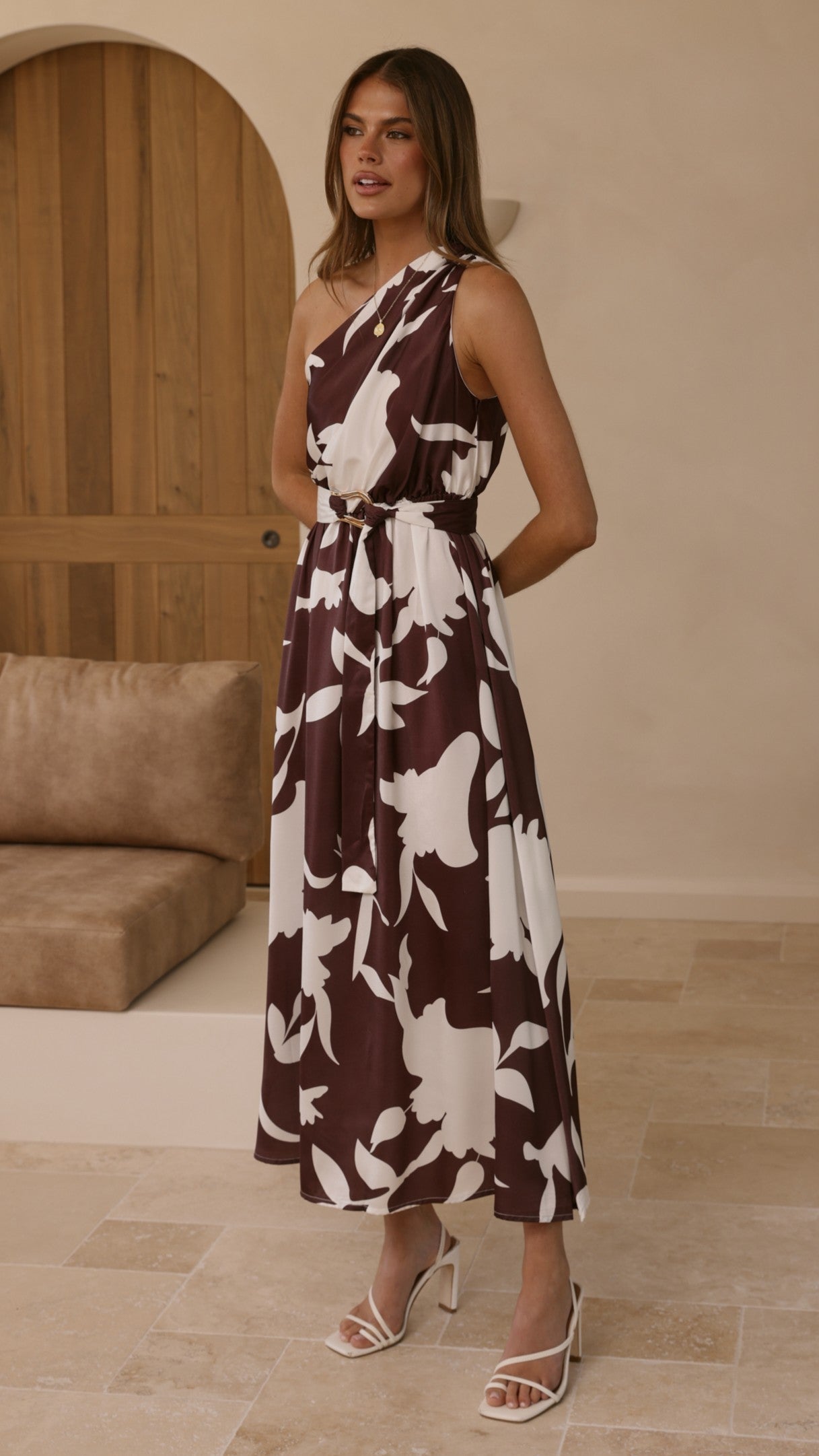 Hadas Maxi Dress - Chocolate/White Print