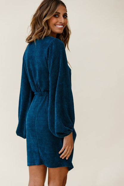 Make Way Balloon Sleeve Wrap Dress Teal
