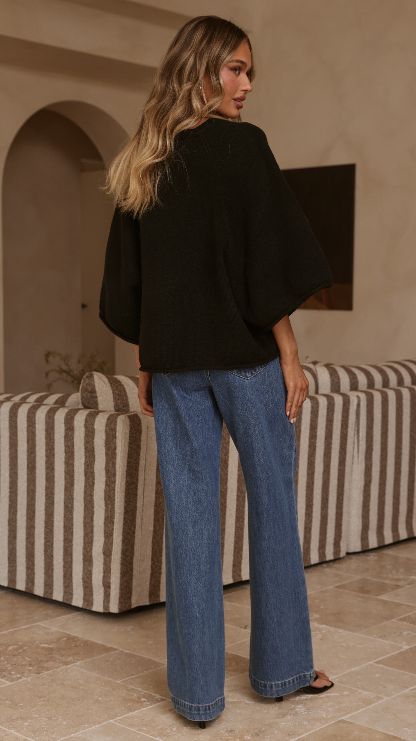 Paisley V Neck Knit - Black