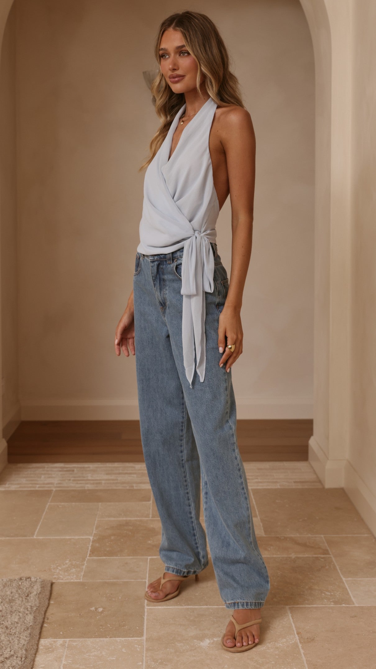 Belle Halter Neck Top - Blue