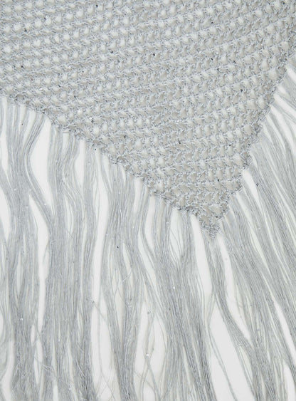 Briee Fringe Detail Hair Scarf Silver