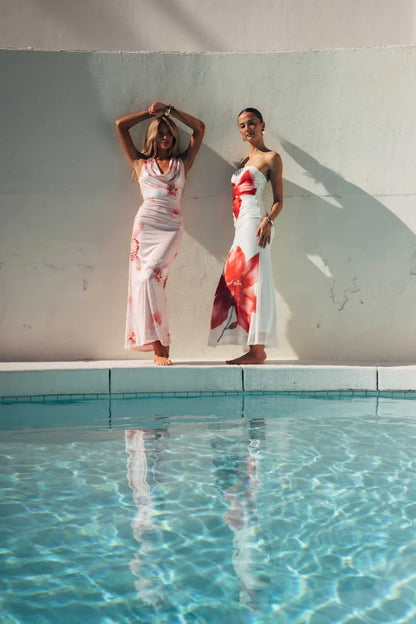 Aura Floral Mesh Maxi Dress