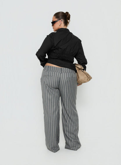 Cedars Low Rise Pant Grey Stripe Curve