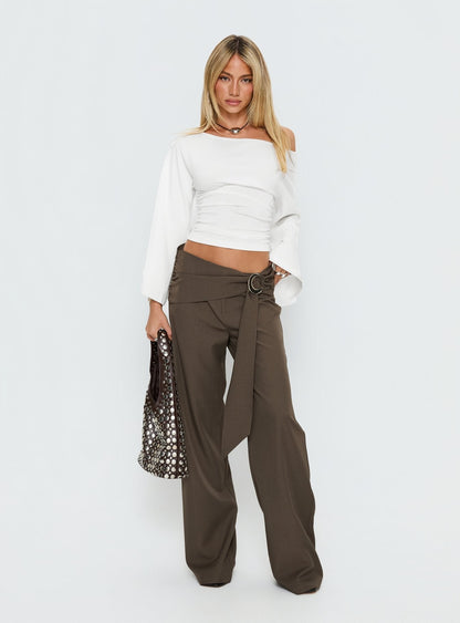 Anastasie Off Shoulder Long Sleeve Top White