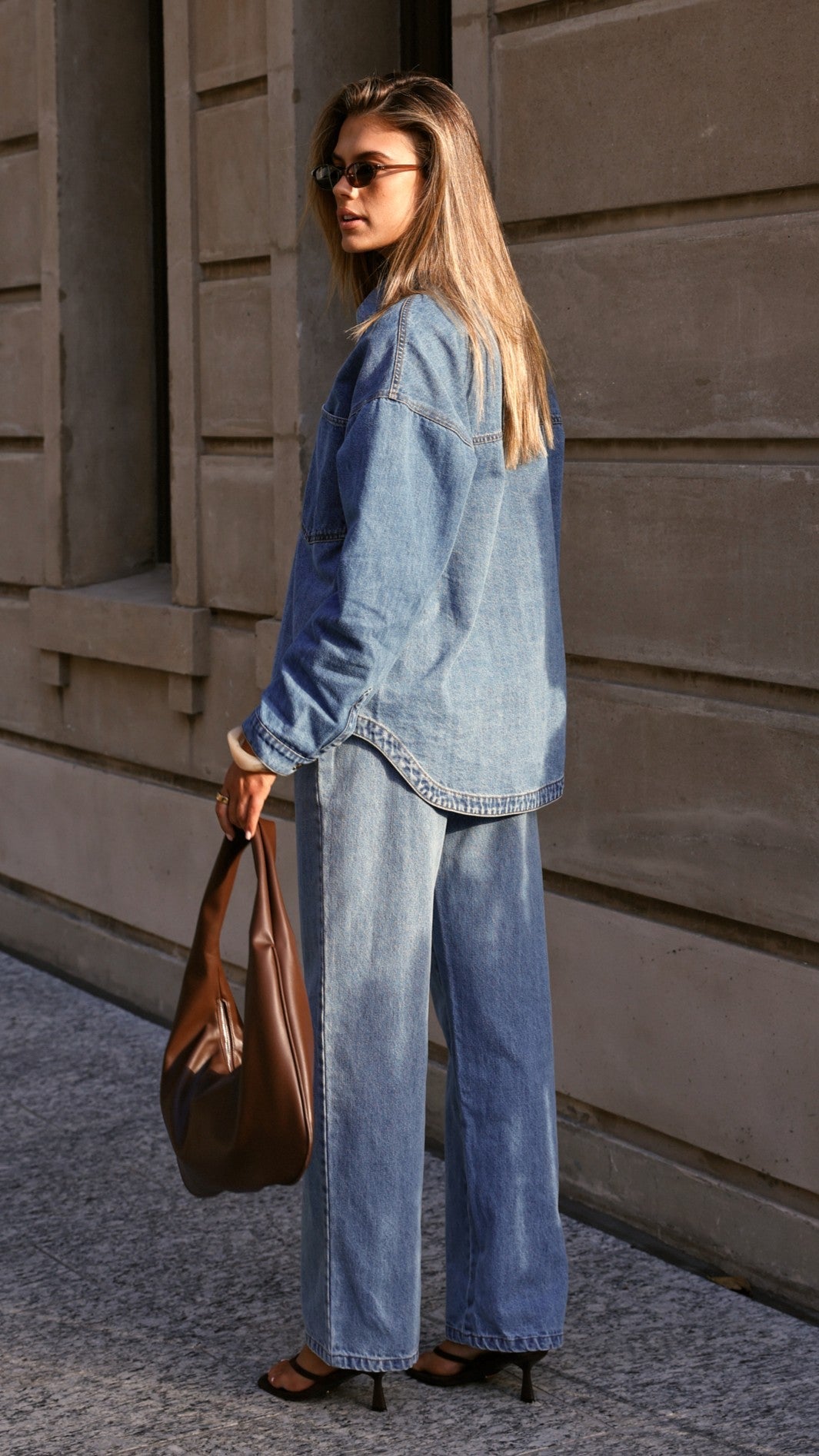 Zaeli Denim Oversized Shirt - Mid Blue