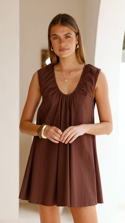Vanessa Oversized Mini Dress - Chocolate