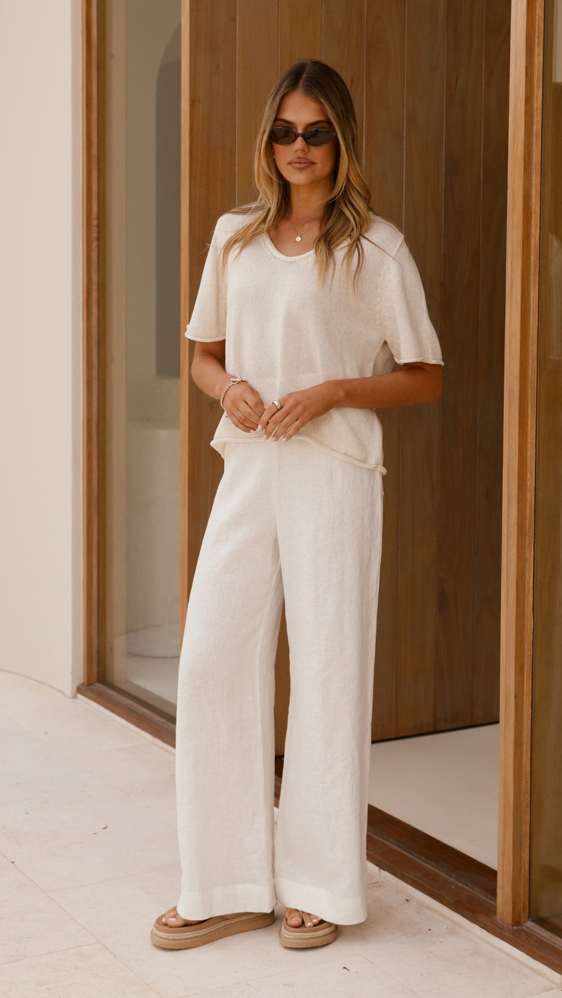 Spring Scoop Neck Tee - Natural