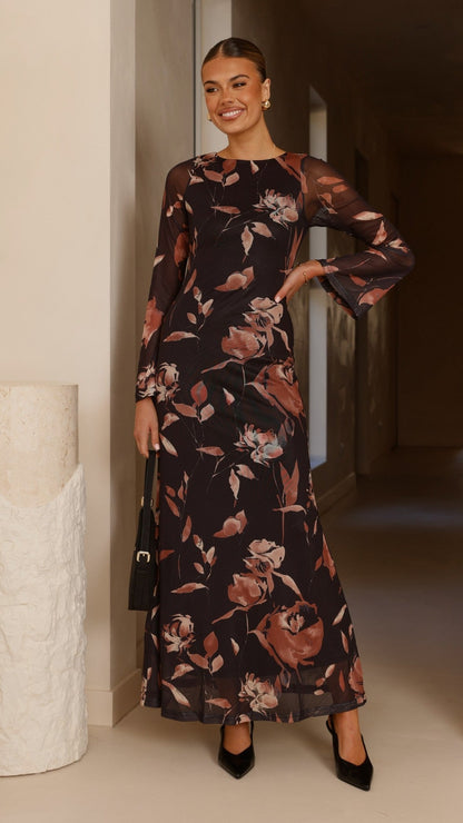 Koah Long Sleeve Maxi Dress - Flower Print