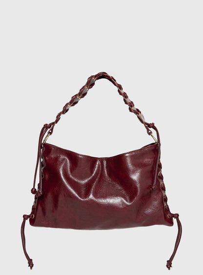 Amadea Tie Detail Shoulder Bag Burgundy