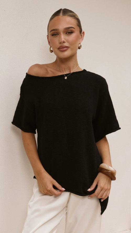 Cascadia Off Shoulder T-Shirt - Black