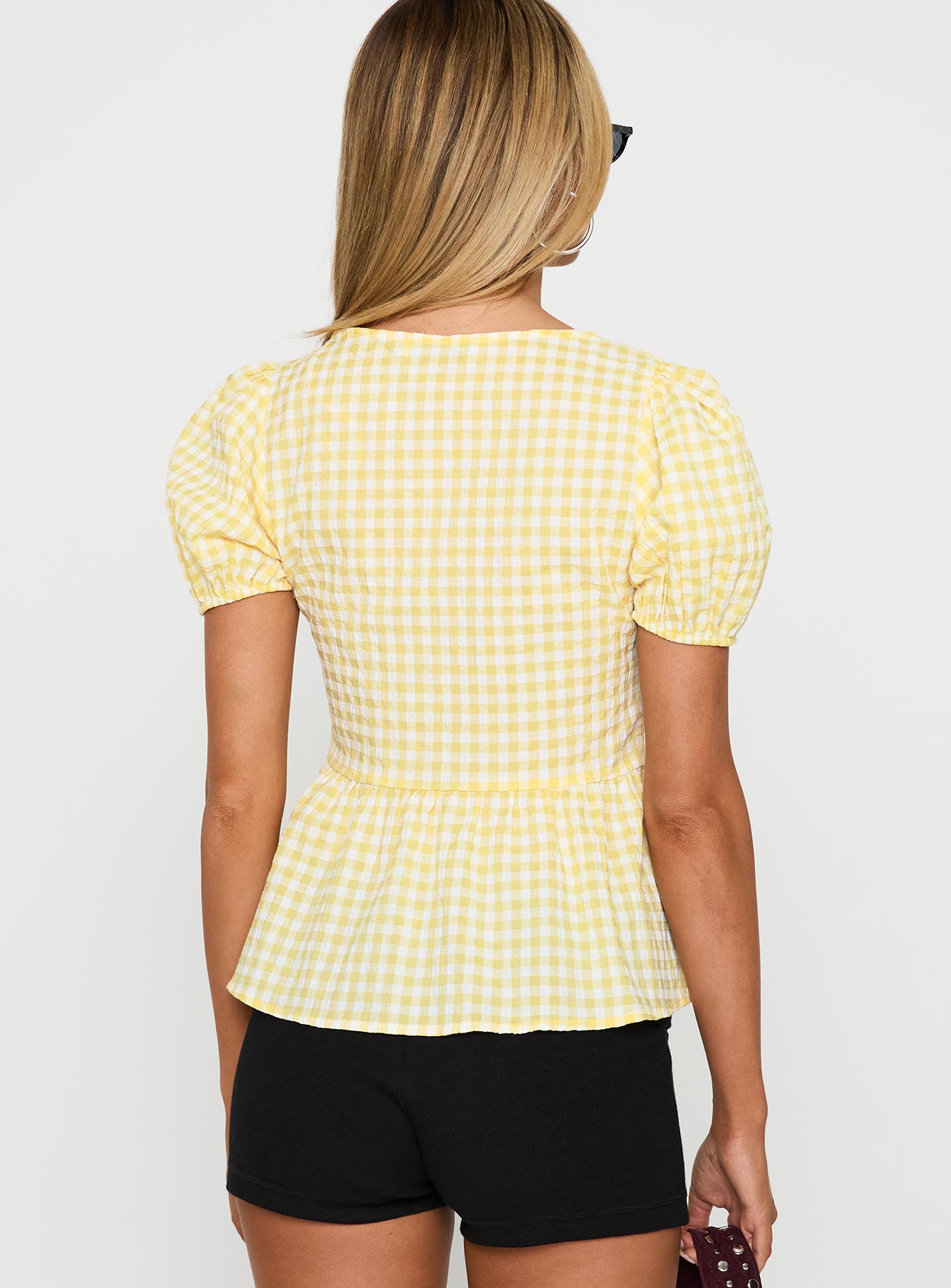 Carmelah Tie Up Top Yellow Check