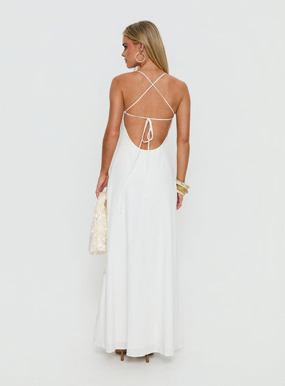 Anny Beaded Maxi Dress White Floral