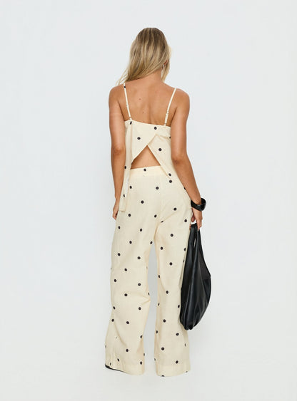 Bellara Tie Waist Pants Yellow Polka