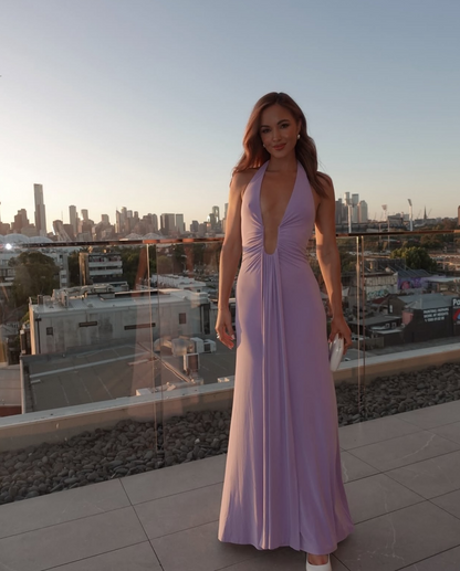 Jennifer Cupro Maxi Dress - Lilac