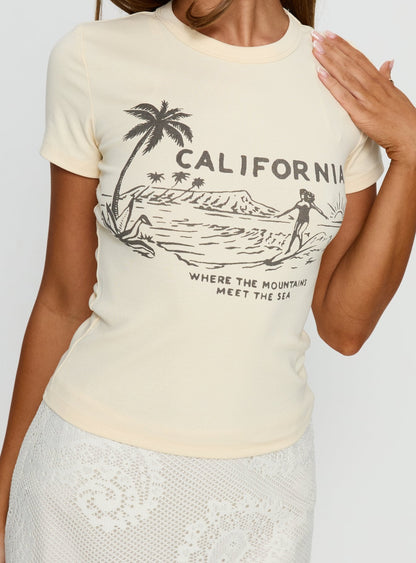 California Escape Graphic Baby Tee Cream