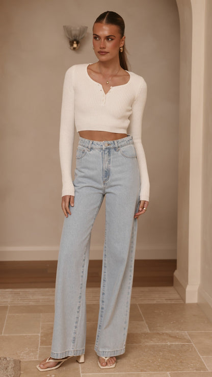Lacy Long Sleeve Top - White