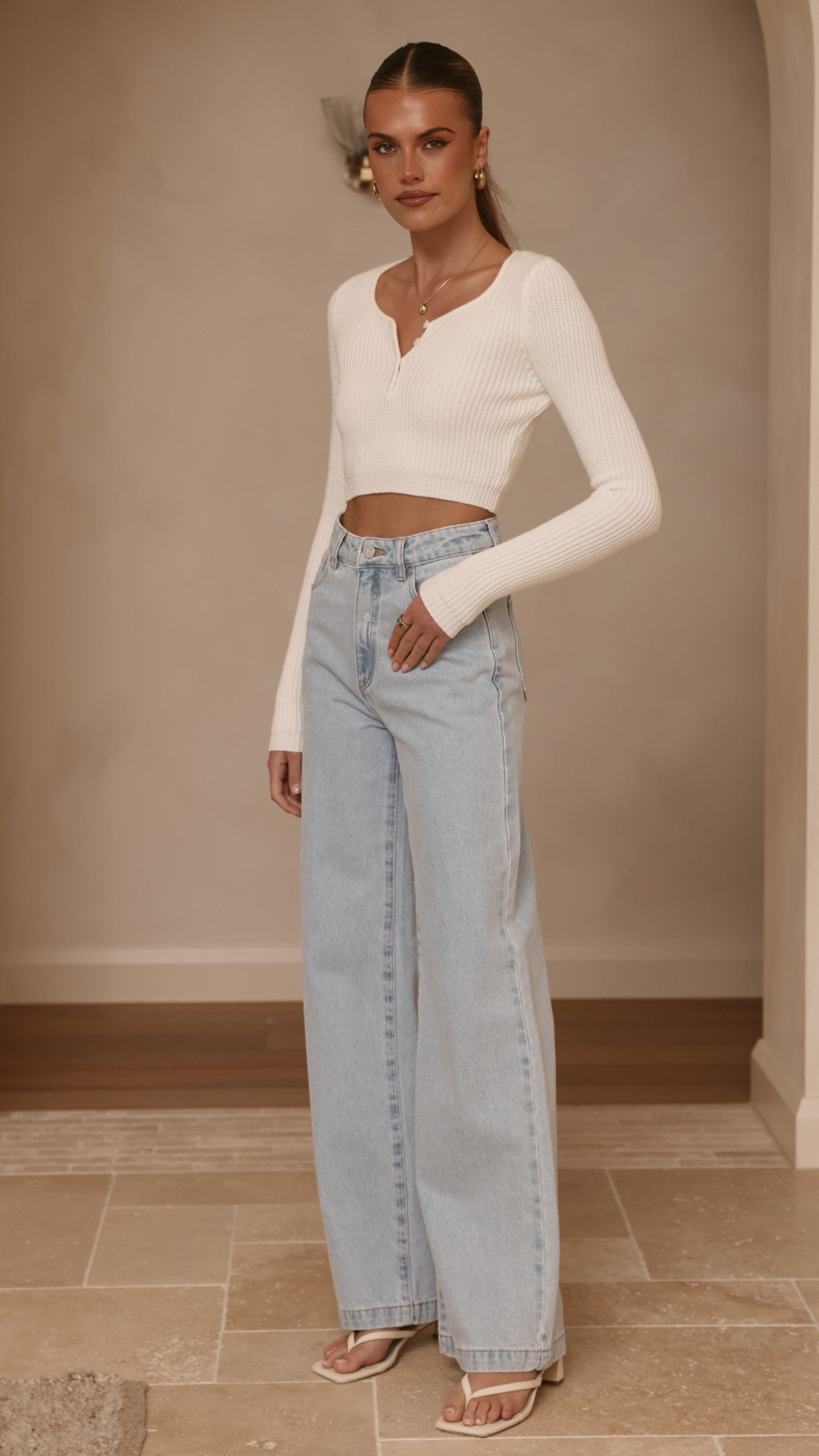 Lacy Long Sleeve Top - White