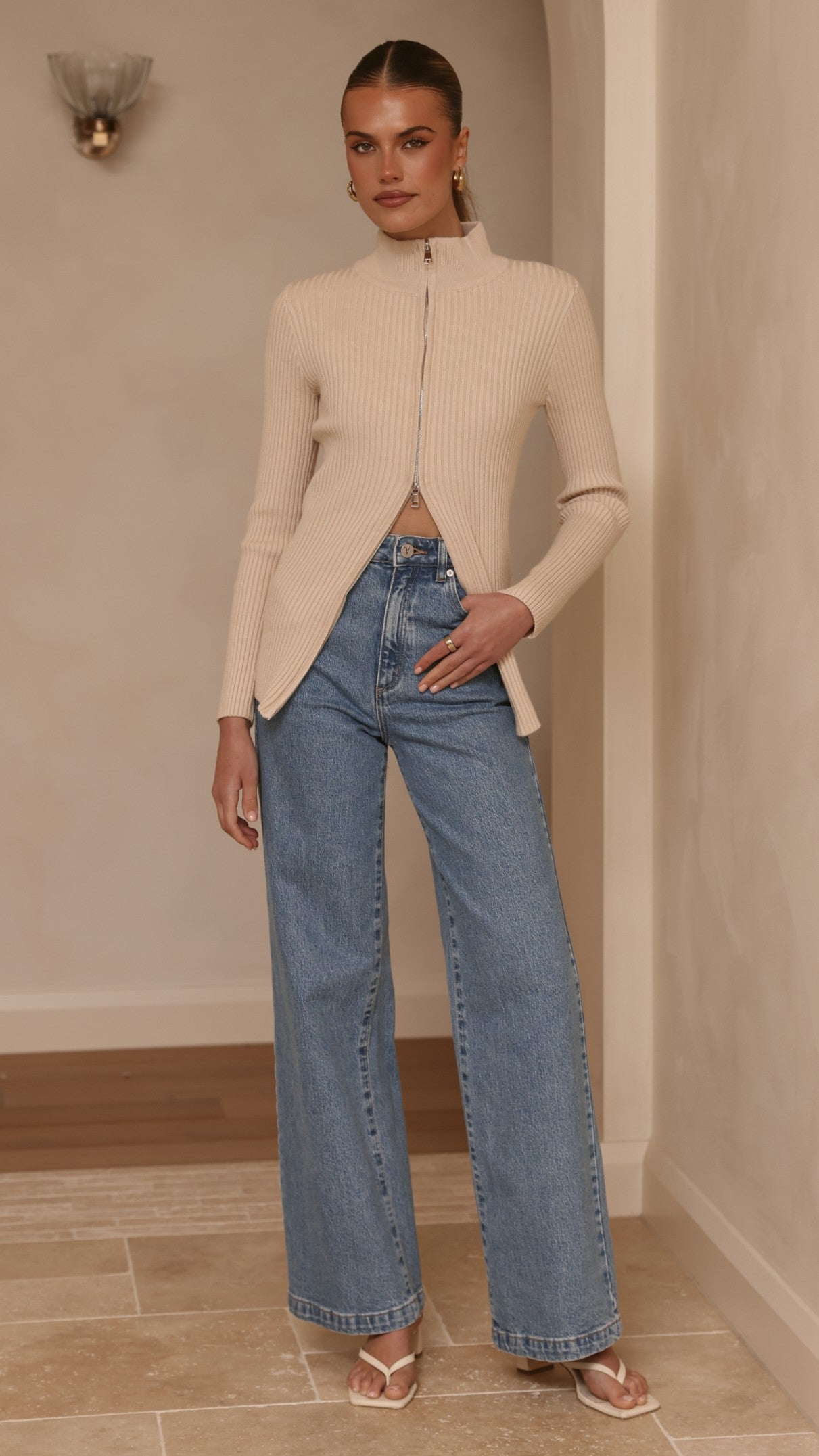 Cleo Long Sleeve Top - Beige