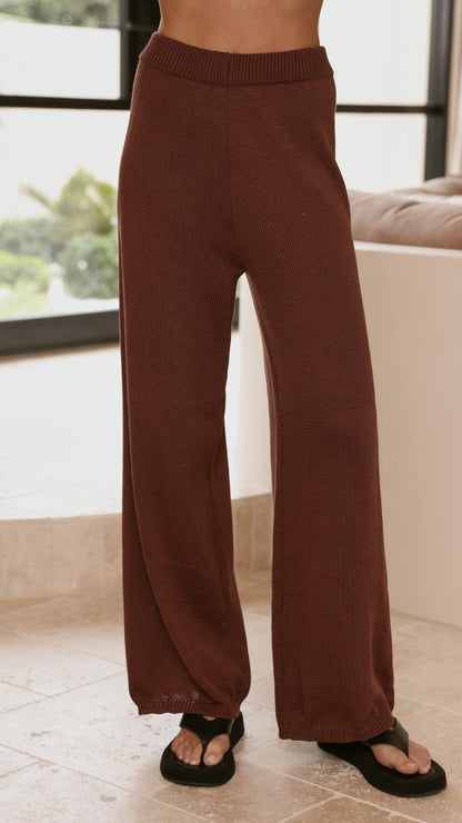 Florentine Knit Vest and Pants Set - Chocolate