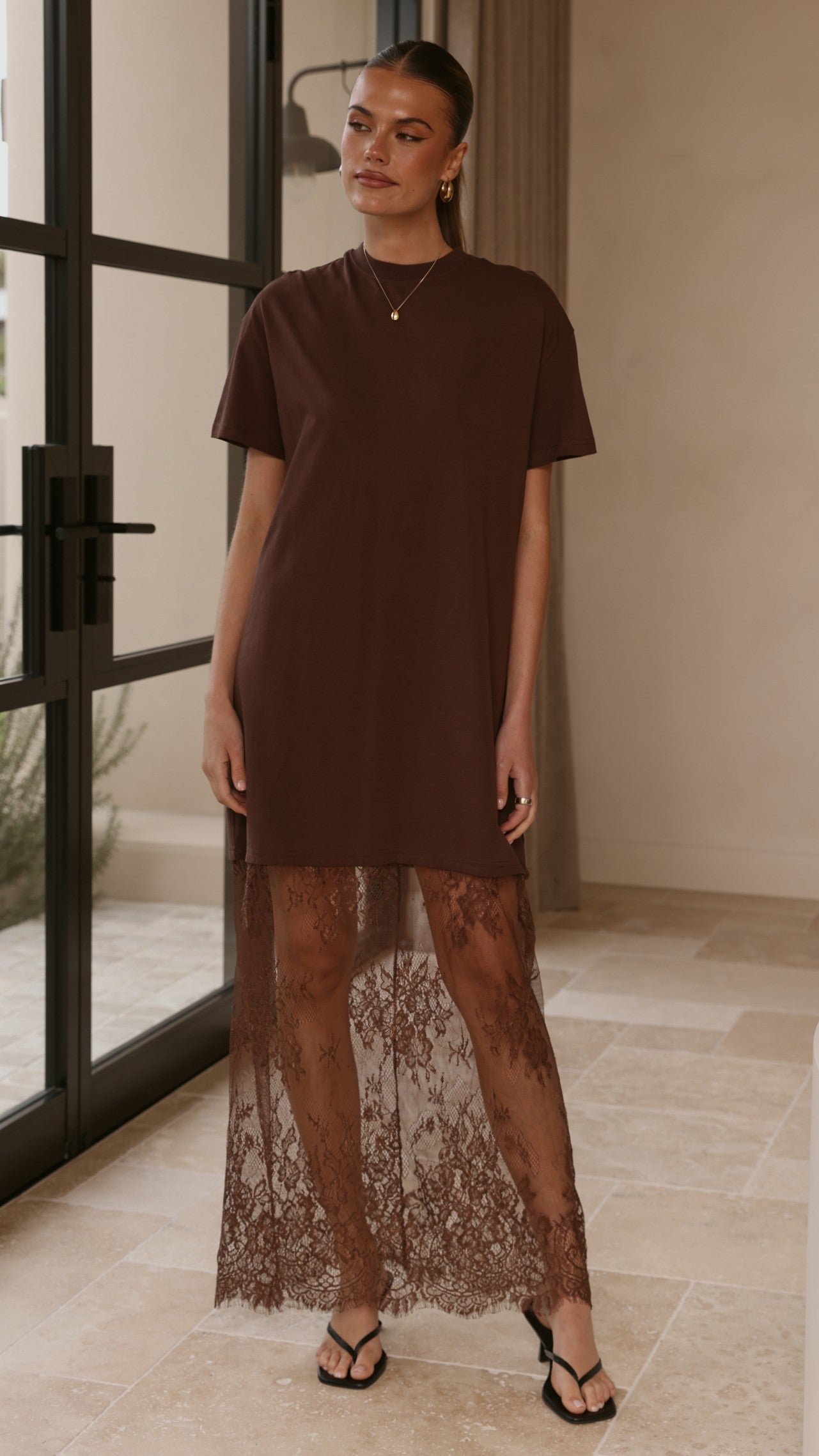 Adora T-Shirt Maxi Dress - Chocolate